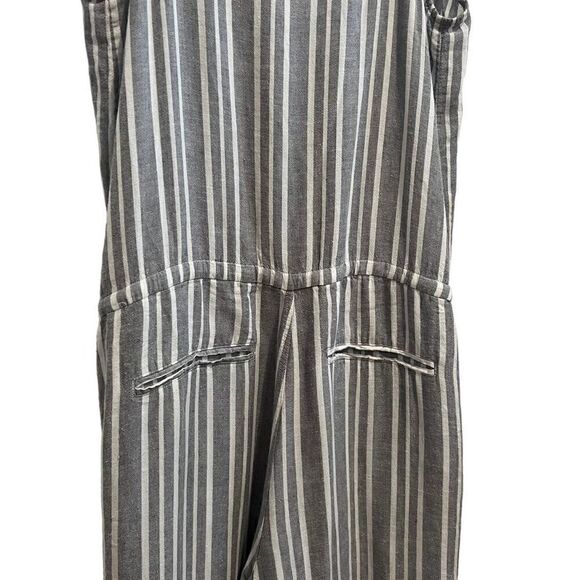 Rails Brooklyn Linen Blend Grey and White Striped Cropped Jumpsuit Size S - Picture 6 of 11